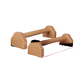 Hexagonal beech push up bars angled on white with the span marked in red