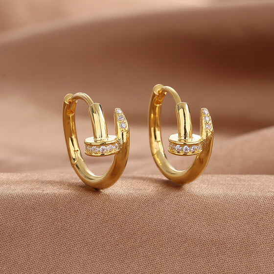 Zirconium Nail Stud Earrings