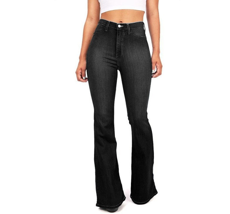 Bootcut denim jeans fitted to the knee then flaring to the hem in three washes