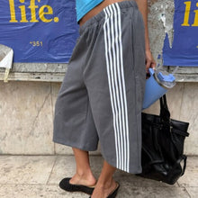 Womens Striped Cropped Casual Pants
