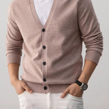 Mens V Neck Button Front Knit Cardigan