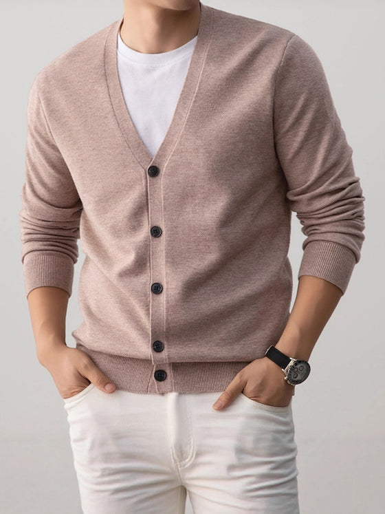 Mens V Neck Button Front Knit Cardigan
