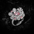 J1498001 pink stone flower, copper alloy