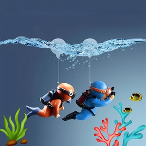 Lot De 2 Décorations Pour Aquarium – Jolies Figurines De Plongeur Flottantes | Parfait Pour Les Scènes D'Aquarium | Idéal Pour Une Atmosphère Aquatique Inoubliable Et Une Décoration D'Aquarium Ludique