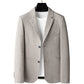 Mens slim fit linen blend blazer in coffee ash, flap pocket detail