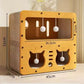 Double layer cardboard cat scratcher marked 45 by 24 and 51 centimetres tall with a 36.5 centimetre interior