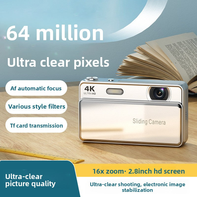 Digital camera with HD display held while framing a photo on the live view screen