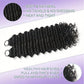 Folded bundle of black deep wave crochet hair shown with a close view of the strand ends