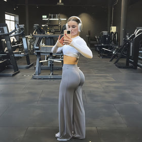 High-Waist Flared Wide-Leg Yoga Pants