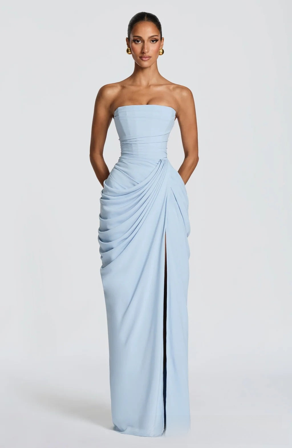 One Shoulder Bodycon Evening Dress for Casual Day, Trip, Relaxed Outing with Easy Styling | close detail finishing touch