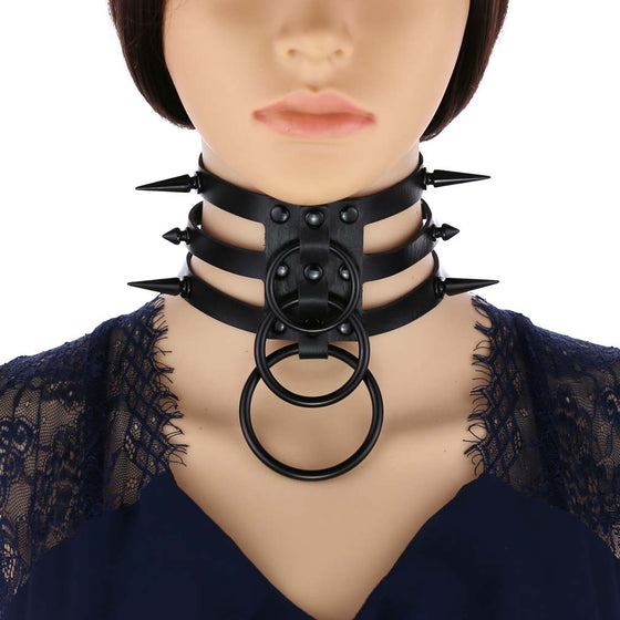 Rivet Spike Adjustable PU Leather Gothic Choker