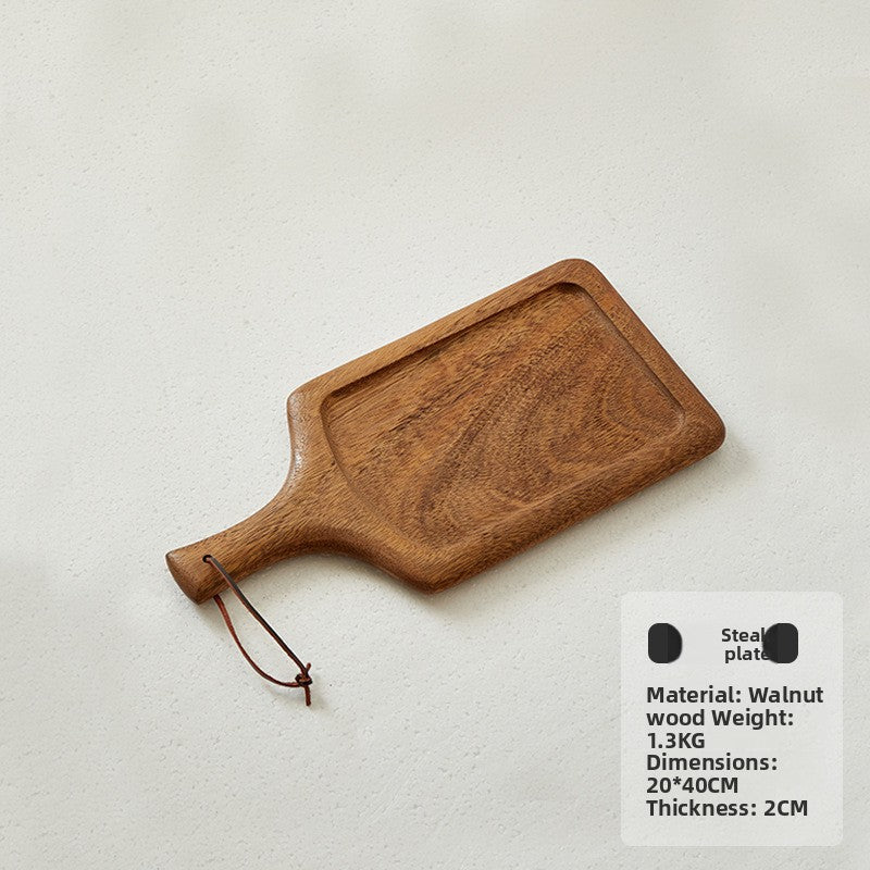 Walnut steak plate board 40 by 25 cm with natural dark grain