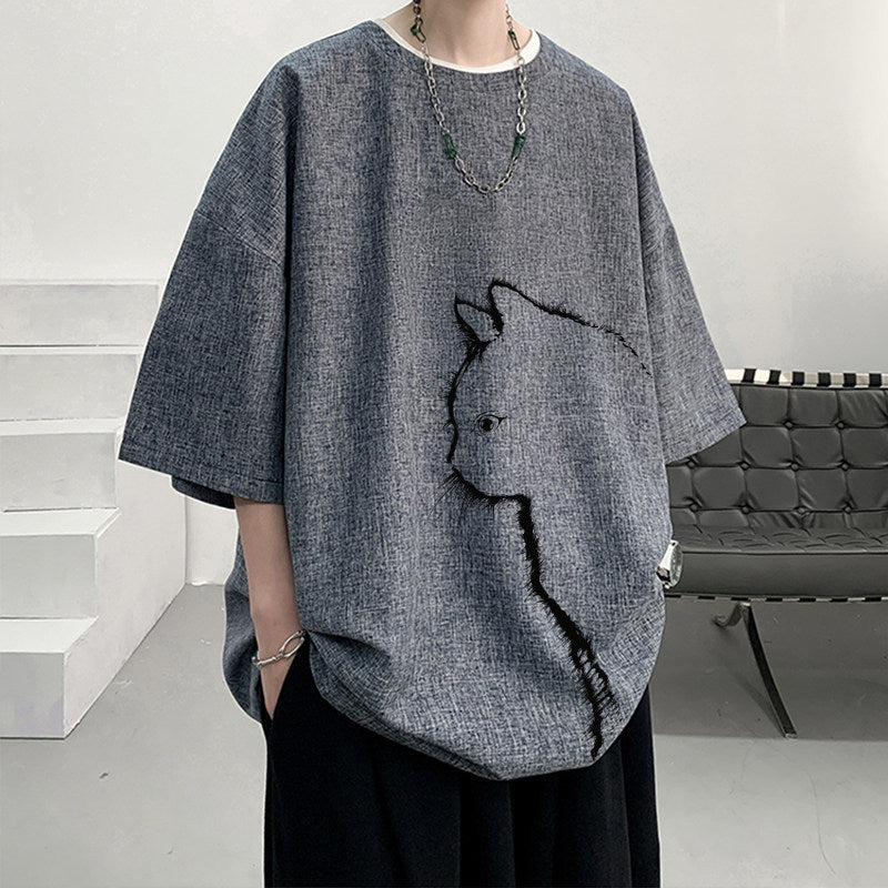 Linen Blend Short Sleeve T-Shirt | in use scenario daily moment