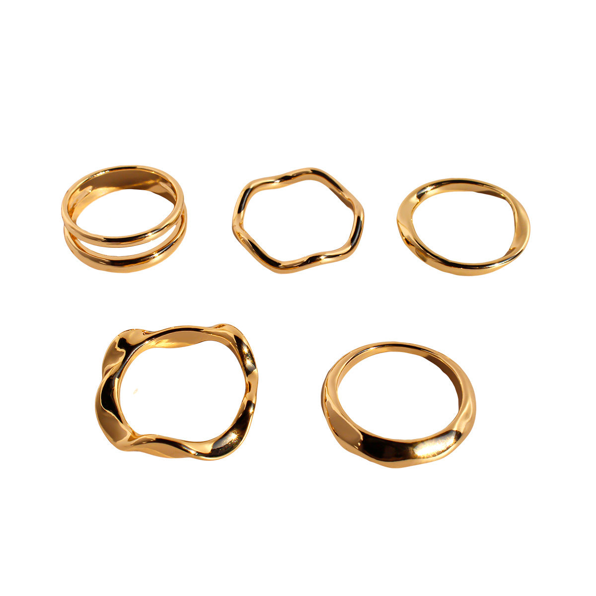 Five-Piece Geometric Stackable Rings Set
