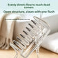 Close-up of liquid flowing through the clear comb teeth with metal ball tips