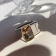 Yellow Diamond Square Silver Ring