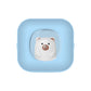 Blue thermal printer with a small bear seen through a round window, front view, X7 blue option