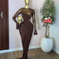 Womens Mesh Pleated Long Dress