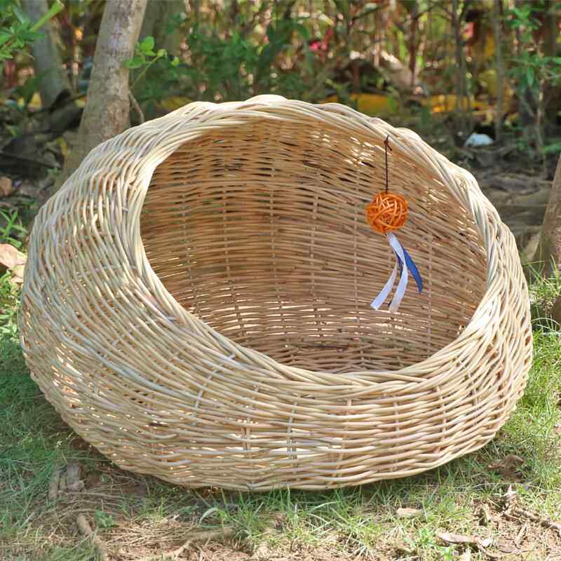 Hand-Woven Rattan Pet Cage with | travel ready setup