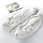 Front view of the double sided plush fleece jacket, full length zipper up to the stand collar