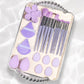 Full boxed set with foam sponges, velvet puffs, a spa headband and a facial cleansing brush