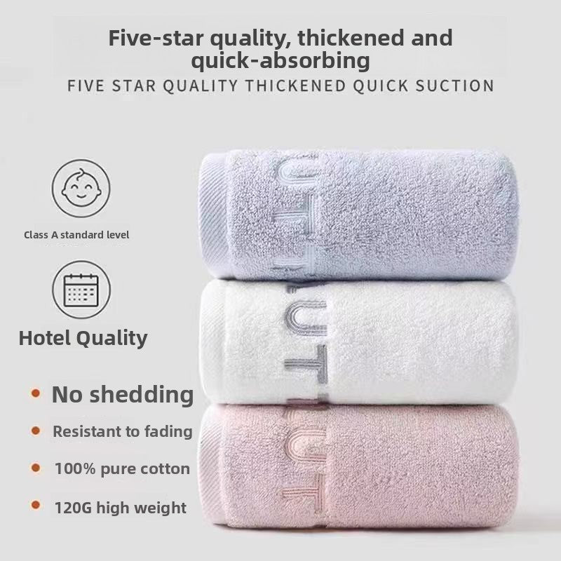Embroidered 100 percent cotton hand towel with a thick pile and tone on tone letters