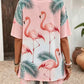 Flamingo Print Cardigan and Shorts Set