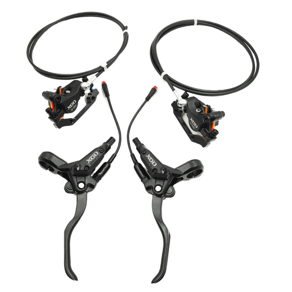 Electric bike hydraulic brake caliper in aluminum alloy front view