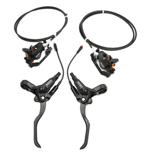 Electric bike hydraulic brake caliper in aluminum alloy front view