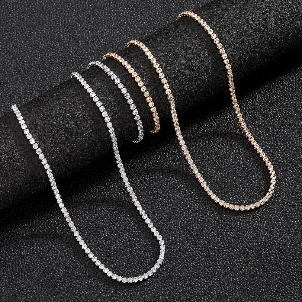 Zircon Cuban Chain Necklace | side profile detail close up