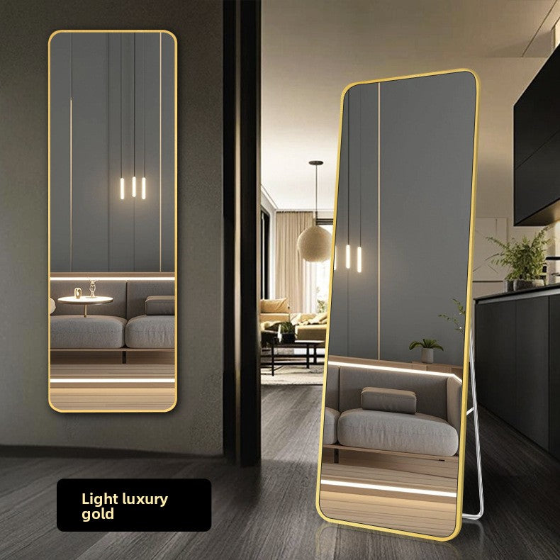 Framed rectangular mirror shown from an angle to reveal the slim side profile
