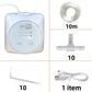 Drip kit contents: pump unit, 10 meter tube, ten tee connectors, ten fixed drip arrows and a USB cable