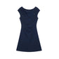 A-line cap sleeve ruched waist mini dress in soft stretch knit, styled with sandals for a warm day