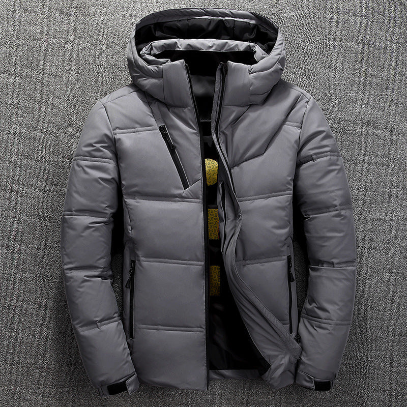 Dark gray men's quilted hooded puffer jacket, variant photo for size 5XL