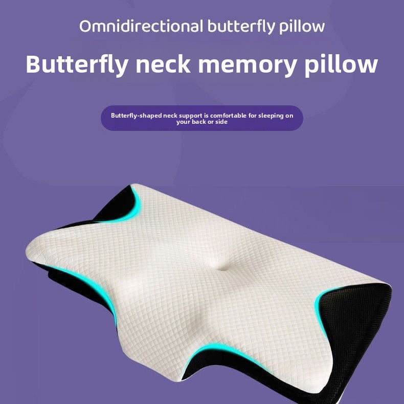 Side sleeper resting their head and neck on the contoured memory foam pillow