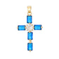 Cross pendant set with purple cubic zirconia on a delicate plated chain, studio shot