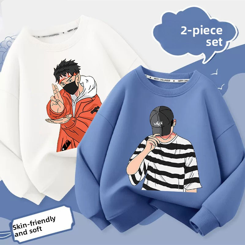 Boys black pullover sweatshirt with a Dream Fun slogan print for spring and autumn