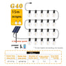 3W 4400mAh Solar Panel Warm White / 15m 30Lamp G40 Filament Bulb