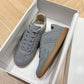Leather Lace-Up Flat Sneakers