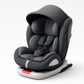 Close up of the cushioned padding and headrest inside the child car seat