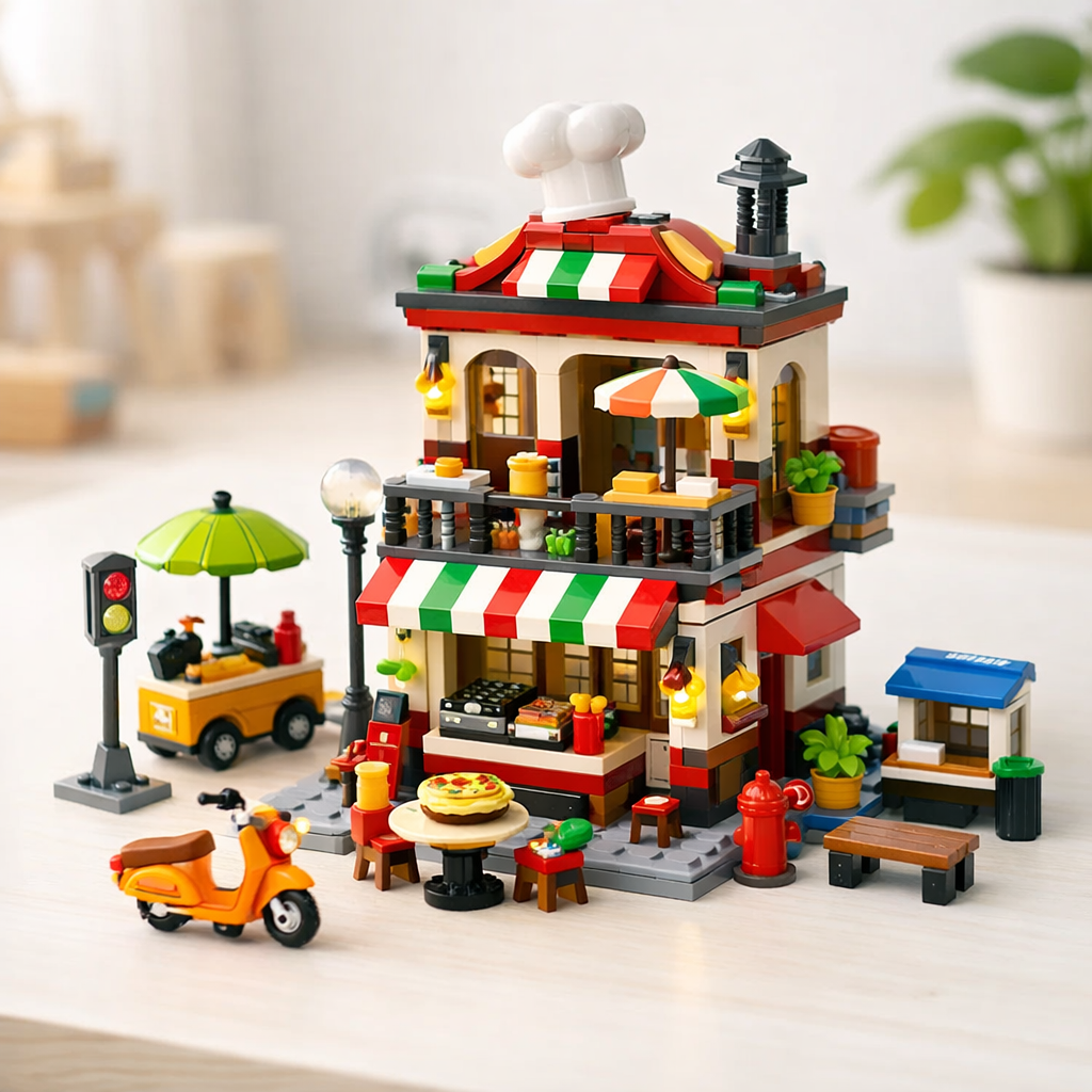 Creative City Building Blocks color box shown from the back with contents
