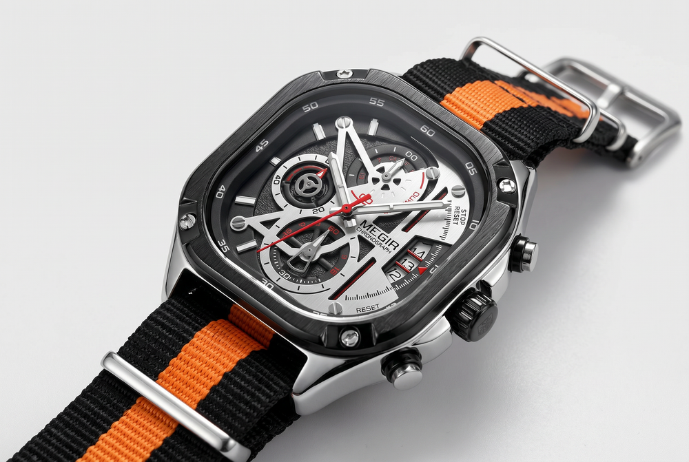 Square Chronograph, Two Straps