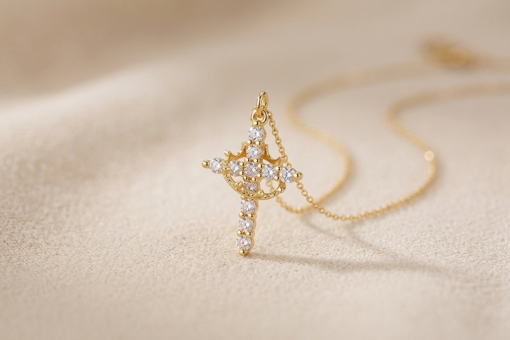 Zircon Cross Pendant Necklace