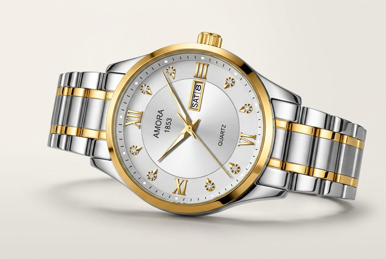 mens-quartz-watch-stainless-steel functional close up