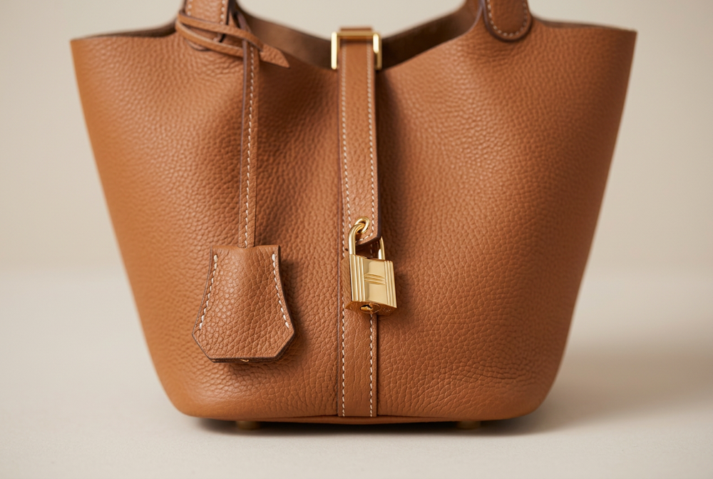 Leder-Beuteltasche, Verschluss