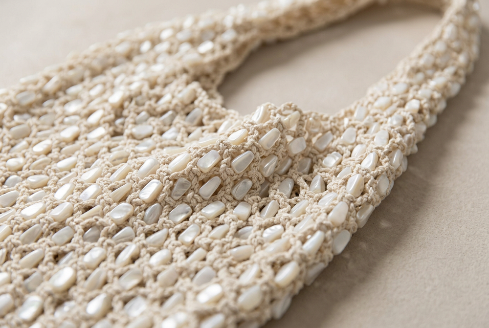 Beaded Crochet Net Bag
