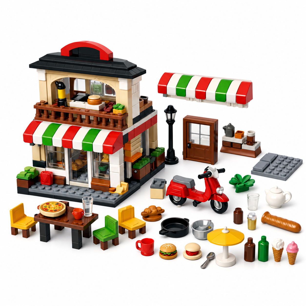 Creative City Building Blocks set seen from the side showing stacked towers