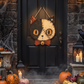 Printed wooden Halloween plaque, thin flat board with a seasonal design and a hanging cord
