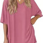 Pink milk silk V neck loungewear set, oversized top and matching shorts, size M