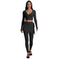 Long sleeve wrap top that crosses at the front and ties at the waist
